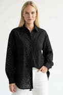 Exquise Long Sleeve Broderie Anglaise Shirt