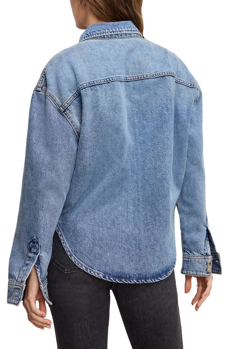 Good American Structured Denim Shirt, Alternate, color, 