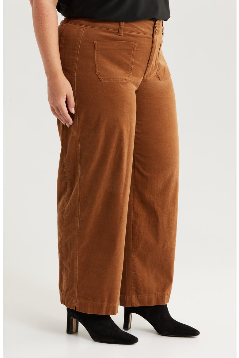 Emma Patch Pocket High Waist Wide Leg Corduroy Pants, Alternate, color, ROASTED PECAN