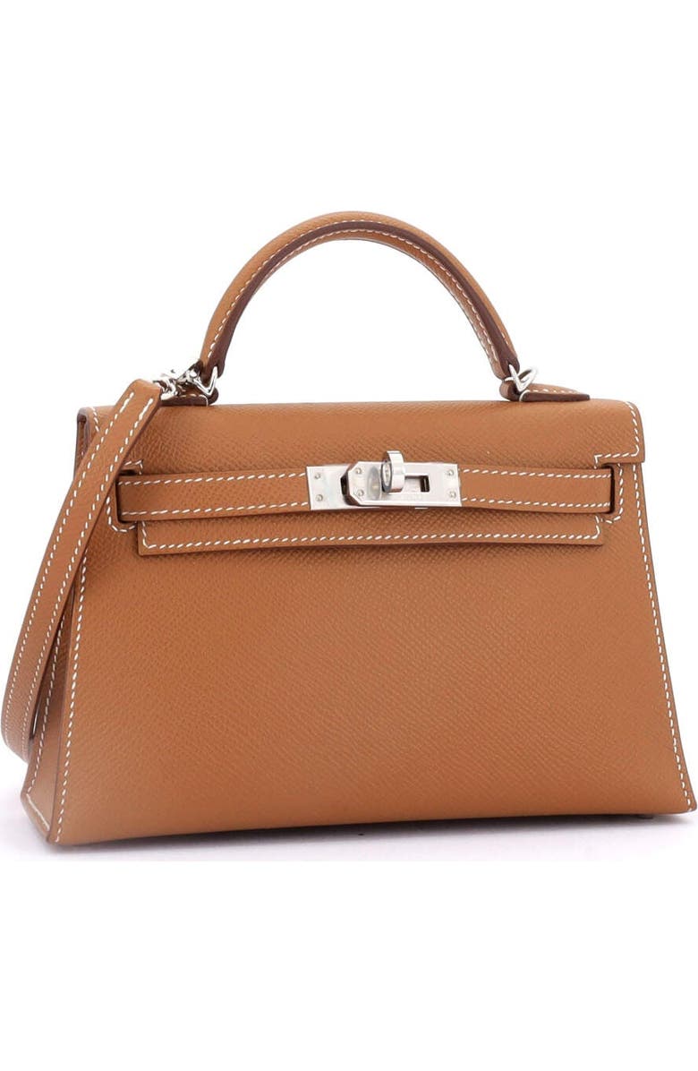 Pre-Owned Hermes Kelly Mini II Bag Brown Epsom with Palladium Hardware 20, Alternate, color,