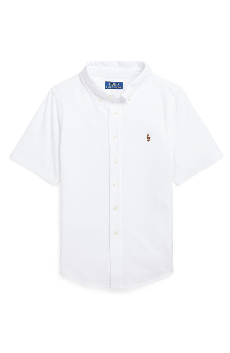 Polo Ralph Lauren Kids' Short Sleeve Cotton Piqué Button-Down Shirt, Main, color, 