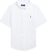 Polo Ralph Lauren Kids' Short Sleeve Cotton Piqué Button-Down Shirt