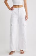 Tractr High Waist Wide Leg Cargo Jeans