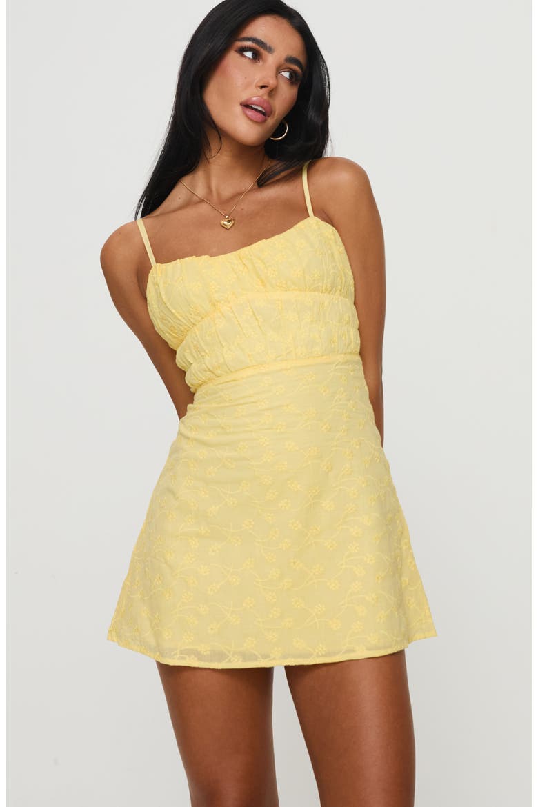 Lucius Floral Embroidered Minidress, Alternate, color, YELLOW