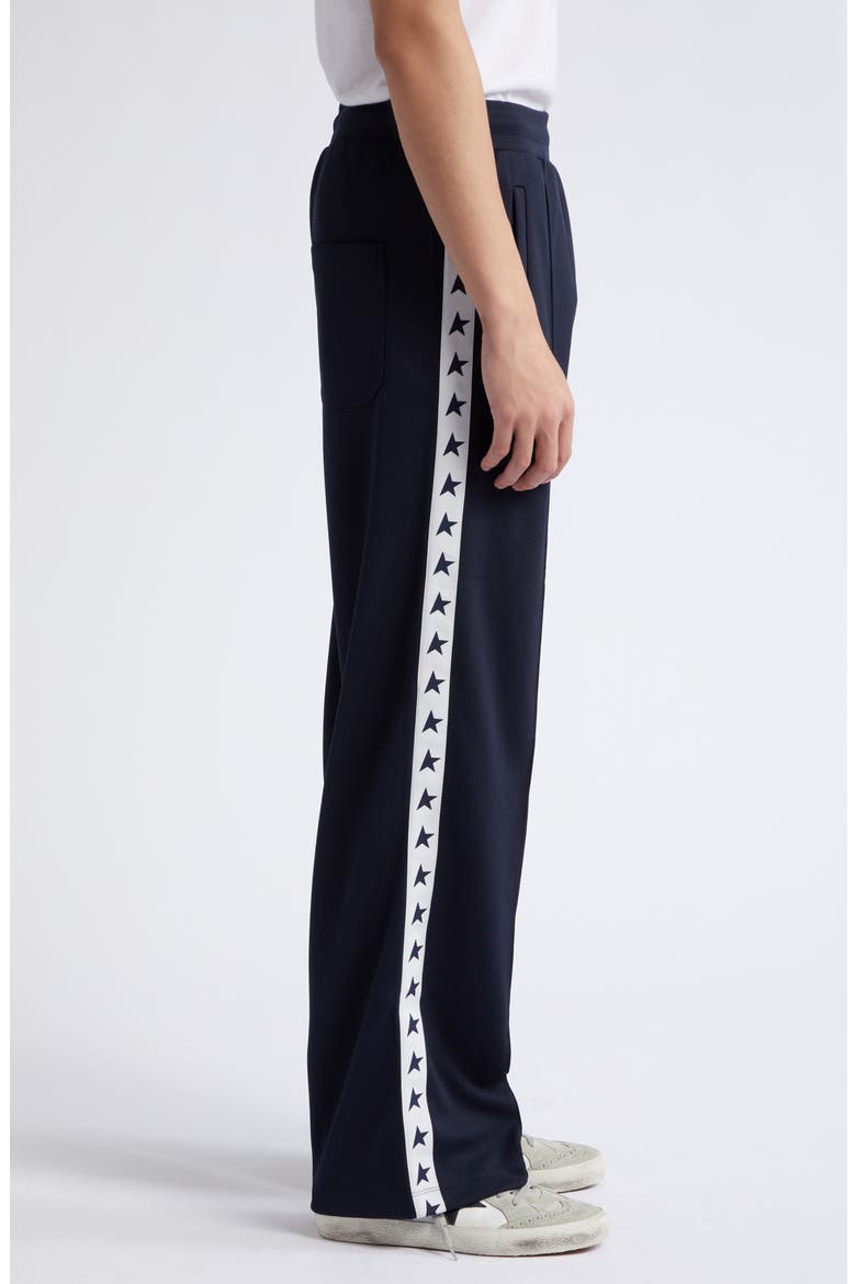 Isaac Star Logo Tape Wide Leg Track Pants, Alternate, color, DARK BLUE/ WHITE