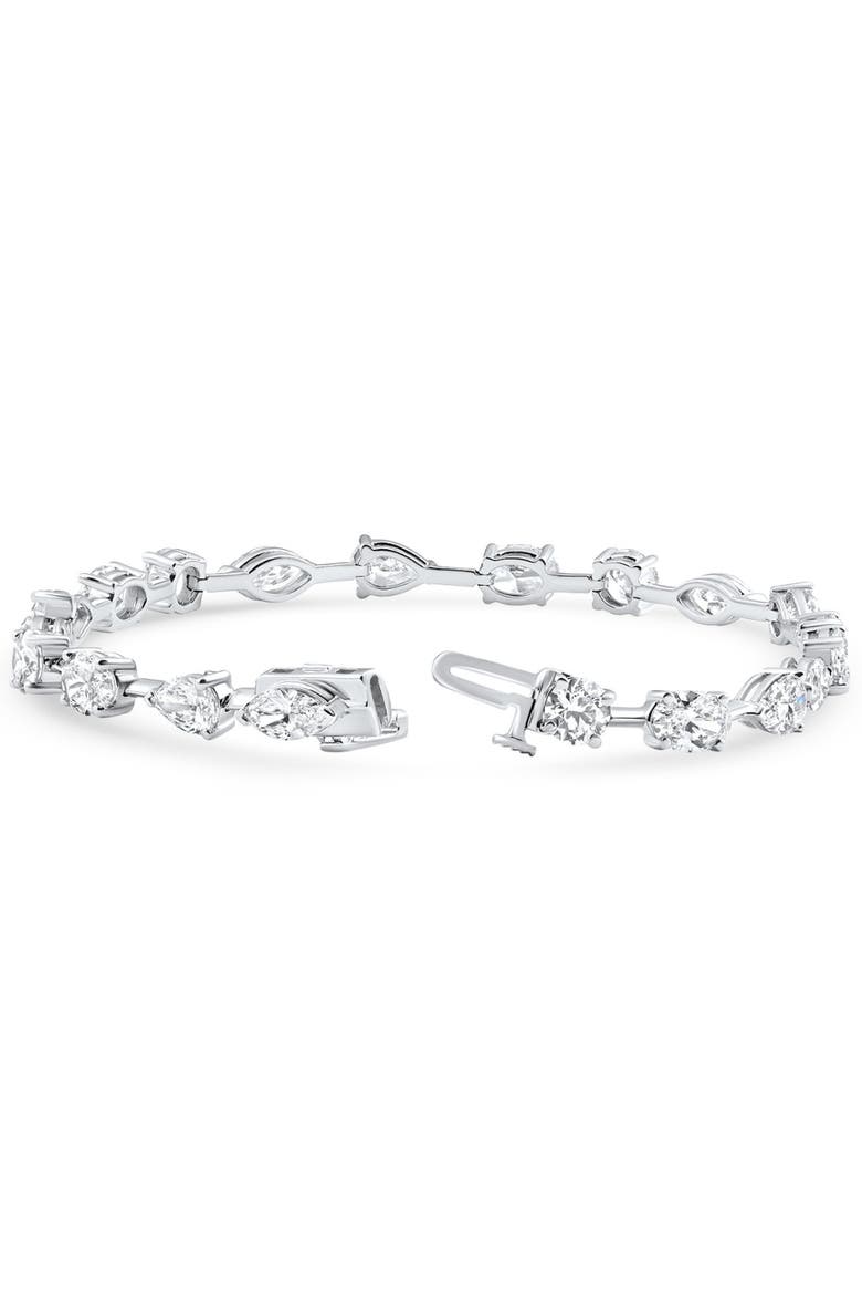5Ct Mixed Cut Diamond Tennis Bracelet 7" 14k Gold Lab Grown, Alternate, color, 14k White Gold