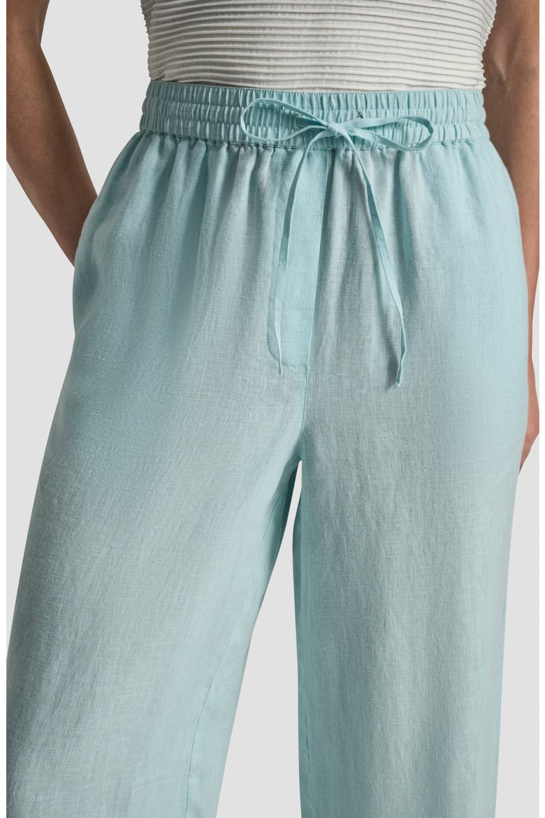 Drawstring Crop Linen Pants, Alternate, color, AQUA