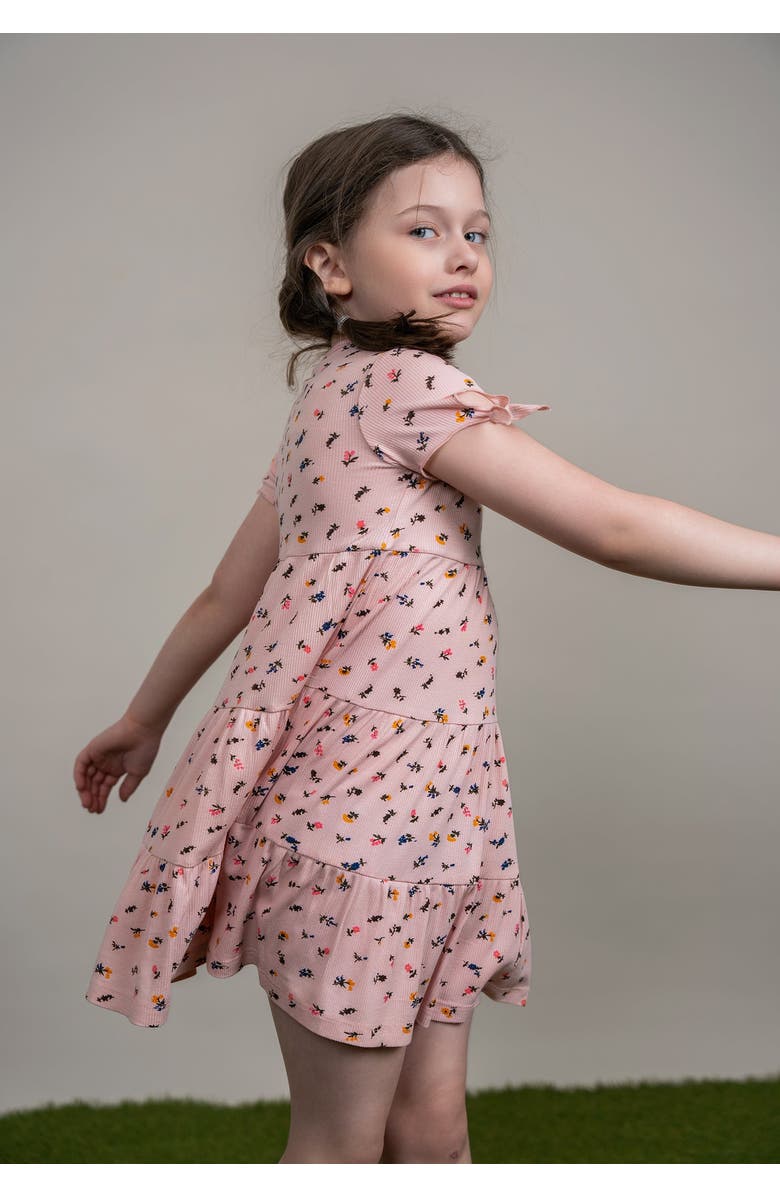 Fragile Multi Flower Print Short Sleeve Dress, Alternate, color, Pink