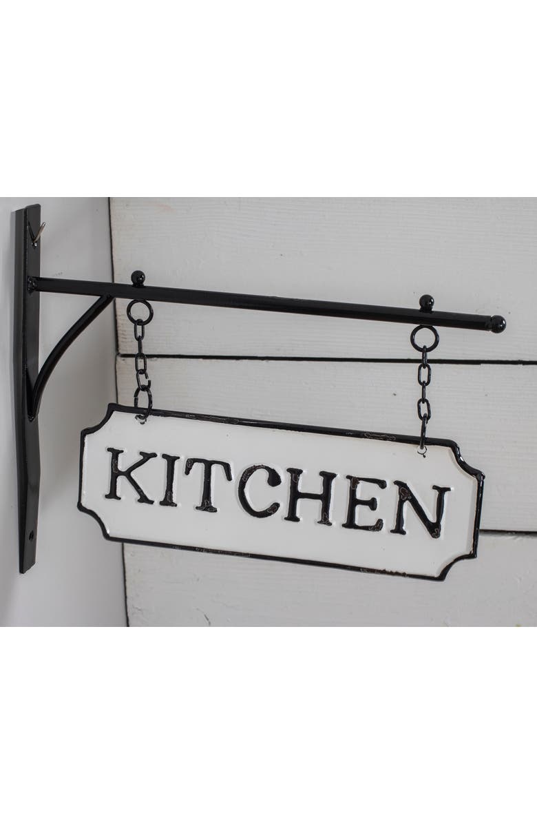 Foreside Home and Garden White and Black Enamel Kitchen Wall Sign on Metal Hanger, Alternate, color, White