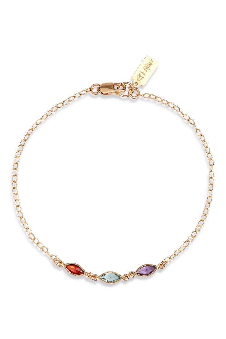 Marquise Multi Birthstone Bracelet, Main, color, GOLD / 3 CHARMS