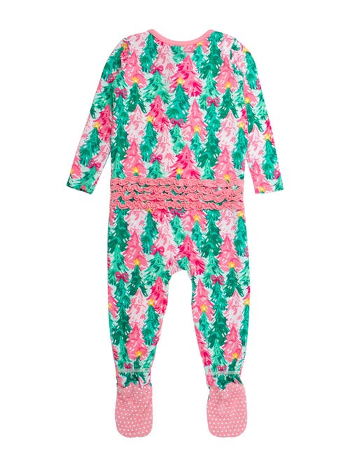 Rufflebutts Softsnooze Girls Holiday Ruffle One Piece Footie Pajamas In Multi
