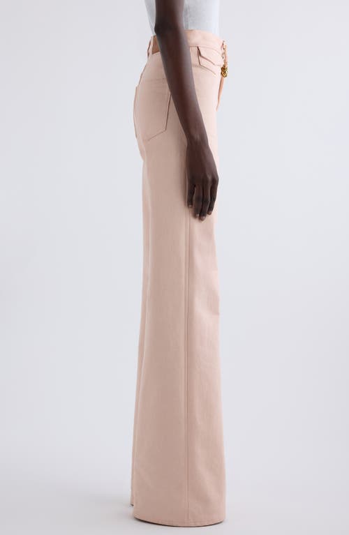 Chloé Pineapple Charm High Waist Twill Pants In Airy Pink