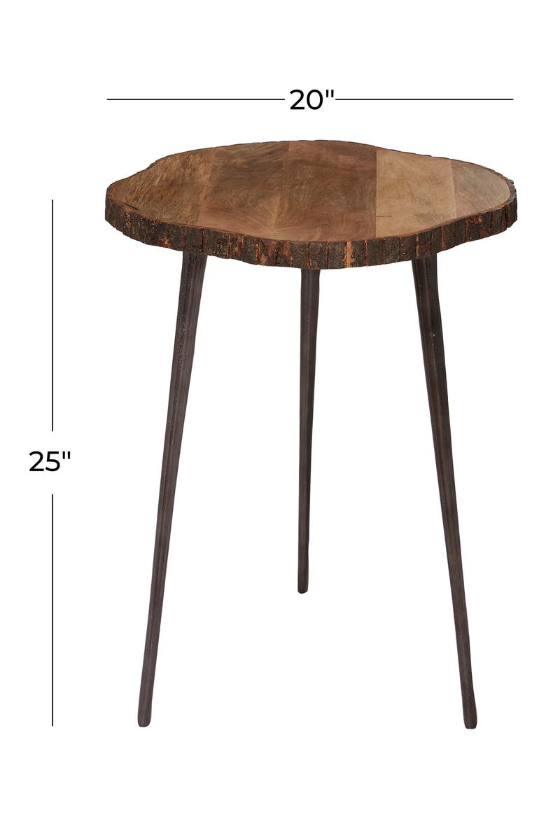 Kitchen Rustic Rug Under Table WILLOW ROW Brown Rustic Aluminum Accent Table - 25