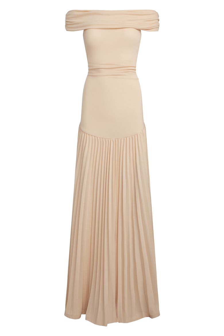 Field of Dreams Off the Shoulder Pleated Maxi Dress, Alternate, color, OATMEAL