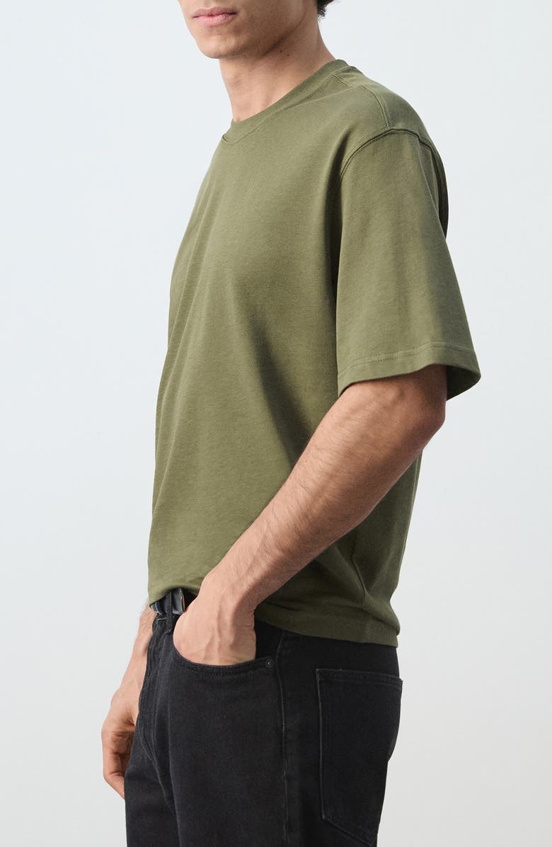 MANGO Relaxed Fit Heavyweight Cotton T-Shirt, Alternate, color, Olive Green