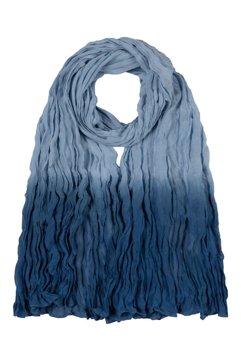 Dip Dye Silk Pleated Scarf, Main, color, FRENCH BLUE