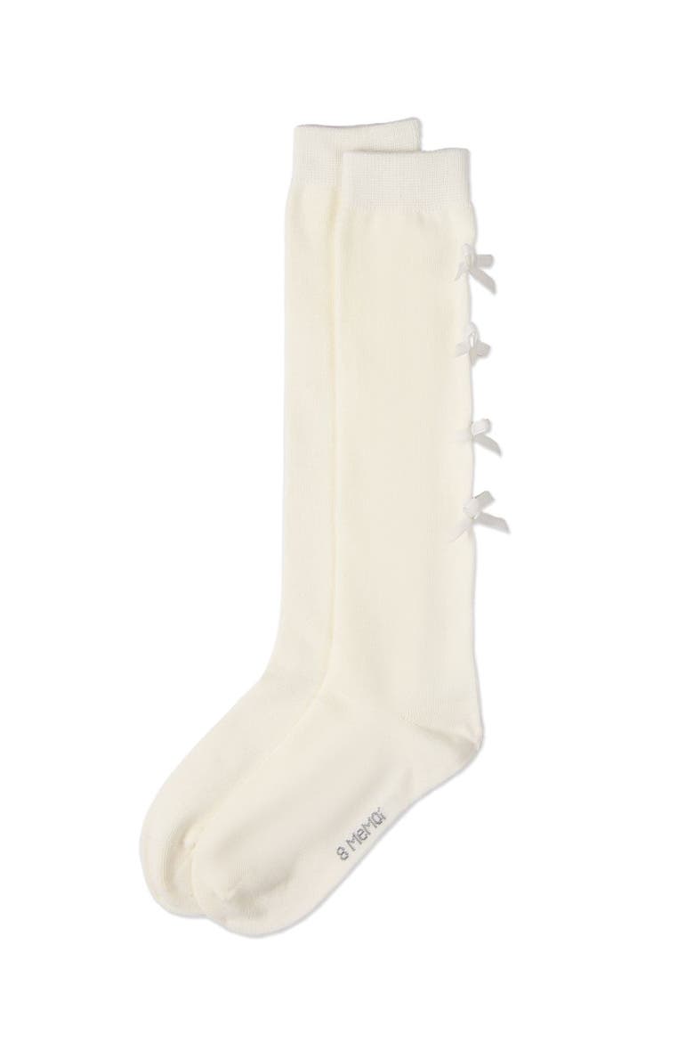 Back Bow Trimmed Knee Sock, Alternate, color, Winter White