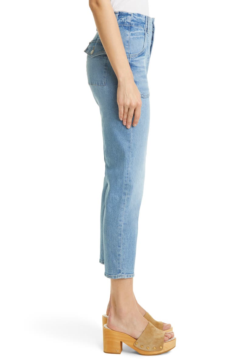 Veronica Beard Arya Exposed Button Crop Straight Leg Jeans, Alternate, color,