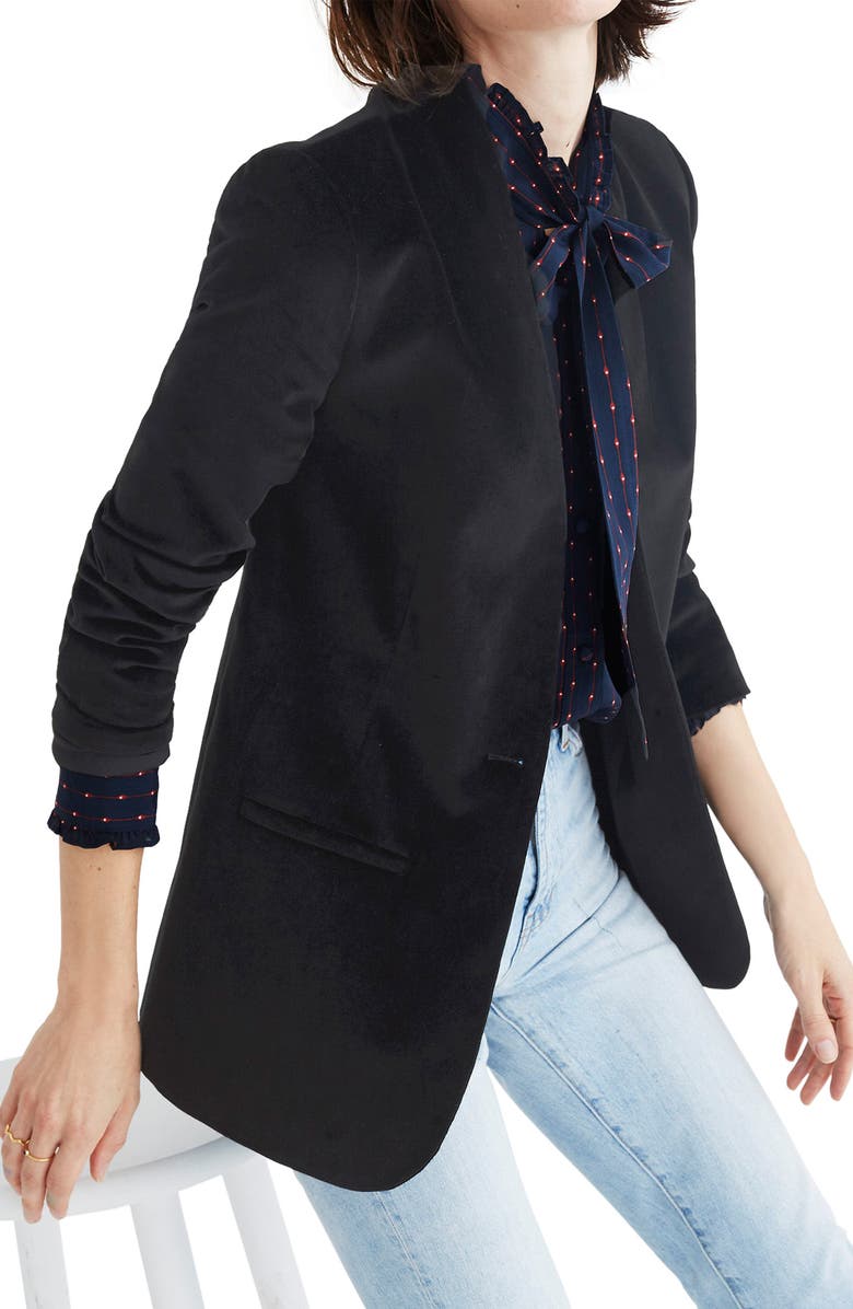 Madewell Lauren Velvet Blazer, Alternate, color, 