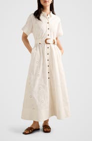 Ever New Valeria Broderie Cotton Maxi Shirtdress