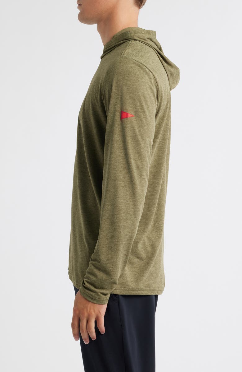 Florence Airtex Long Sleeve Hooded Performance Top, Alternate, color, Heather Burnt Olive