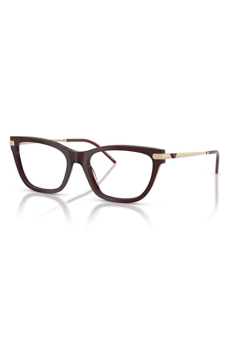 Emporio Armani 54mm Cat Eye Optical Glasses, Alternate, color, 0Pal Bordeaux / Demo Lens