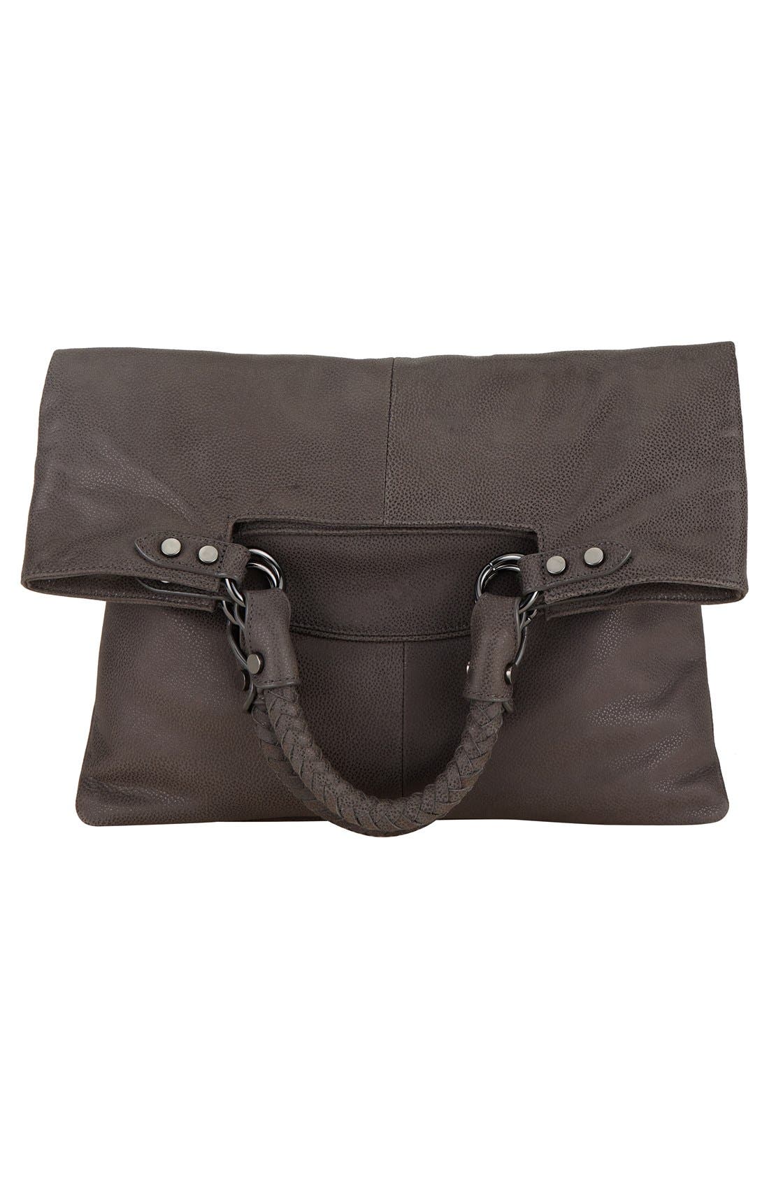 'Iara' 4-in-1 Leather Foldover Tote, Alternate, color, SMOKE