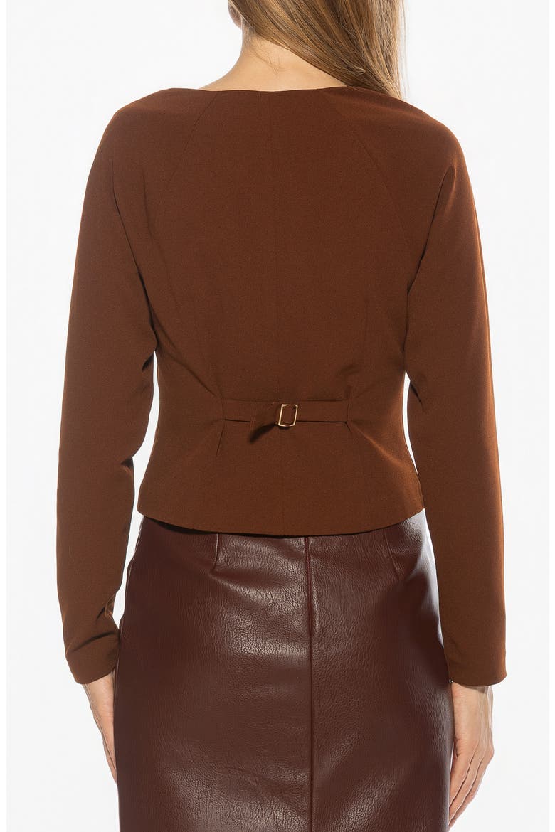 Delyra Back Belt Front Button Crop Top, Alternate, color, BROWN