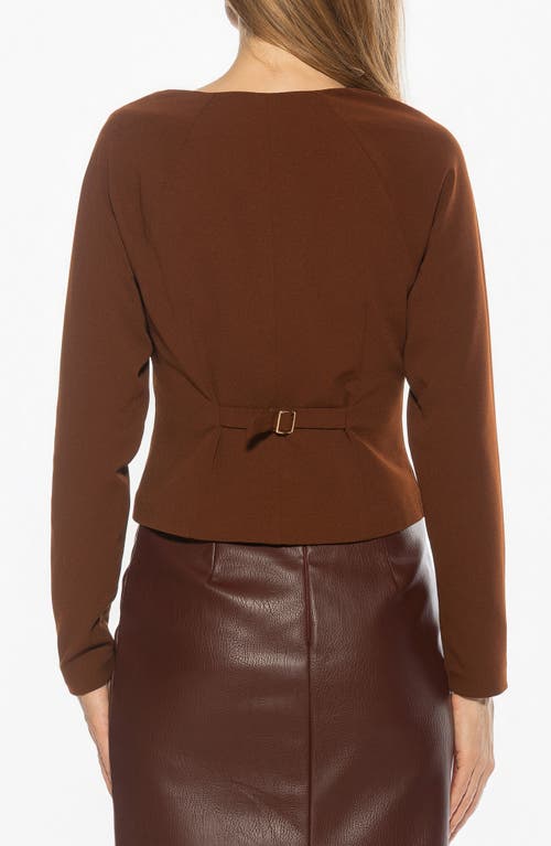 Alexia Admor Delyra Back Belt Front Button Crop Top In Brown