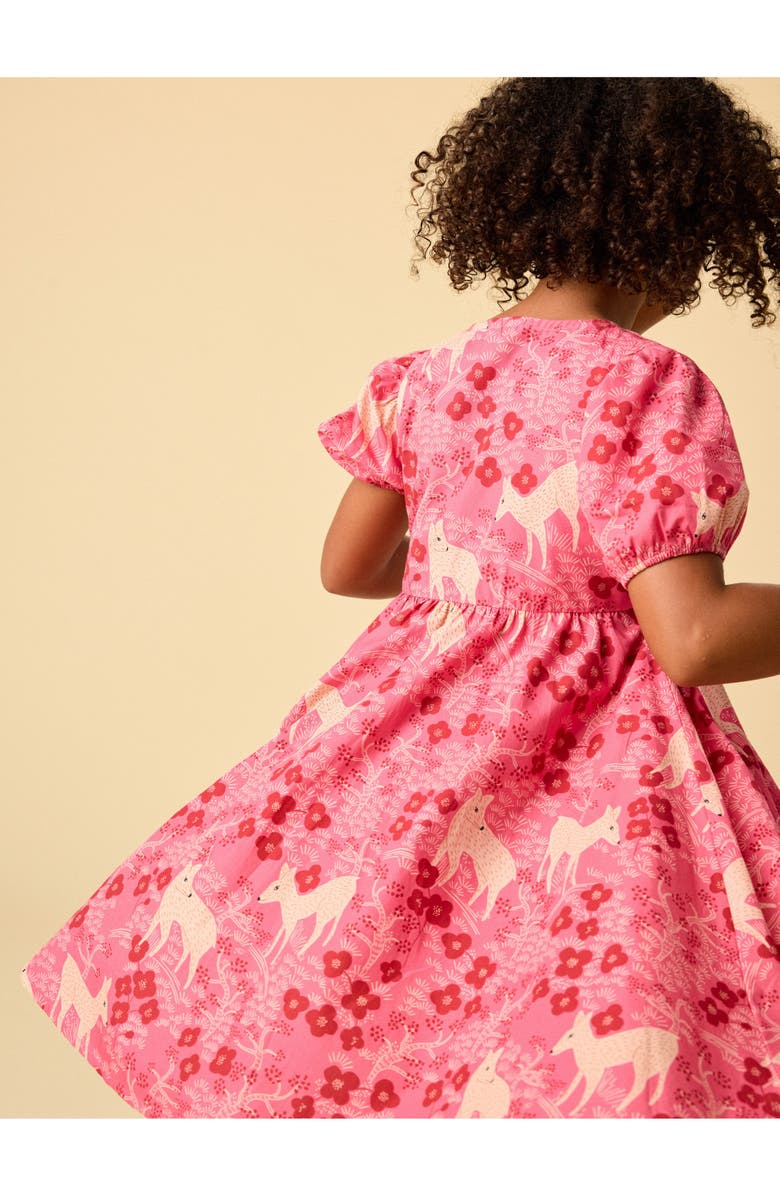 Tea Collection Tie Wrap Neck Dress, Alternate, color, Wandering Deer Floral