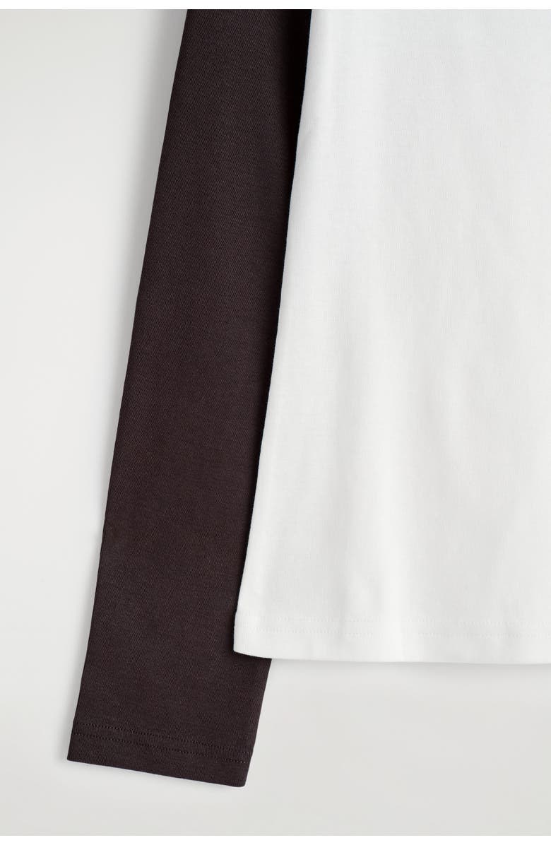 COS Contrast-Sleeve T-Shirt, Alternate, color, White / Brown