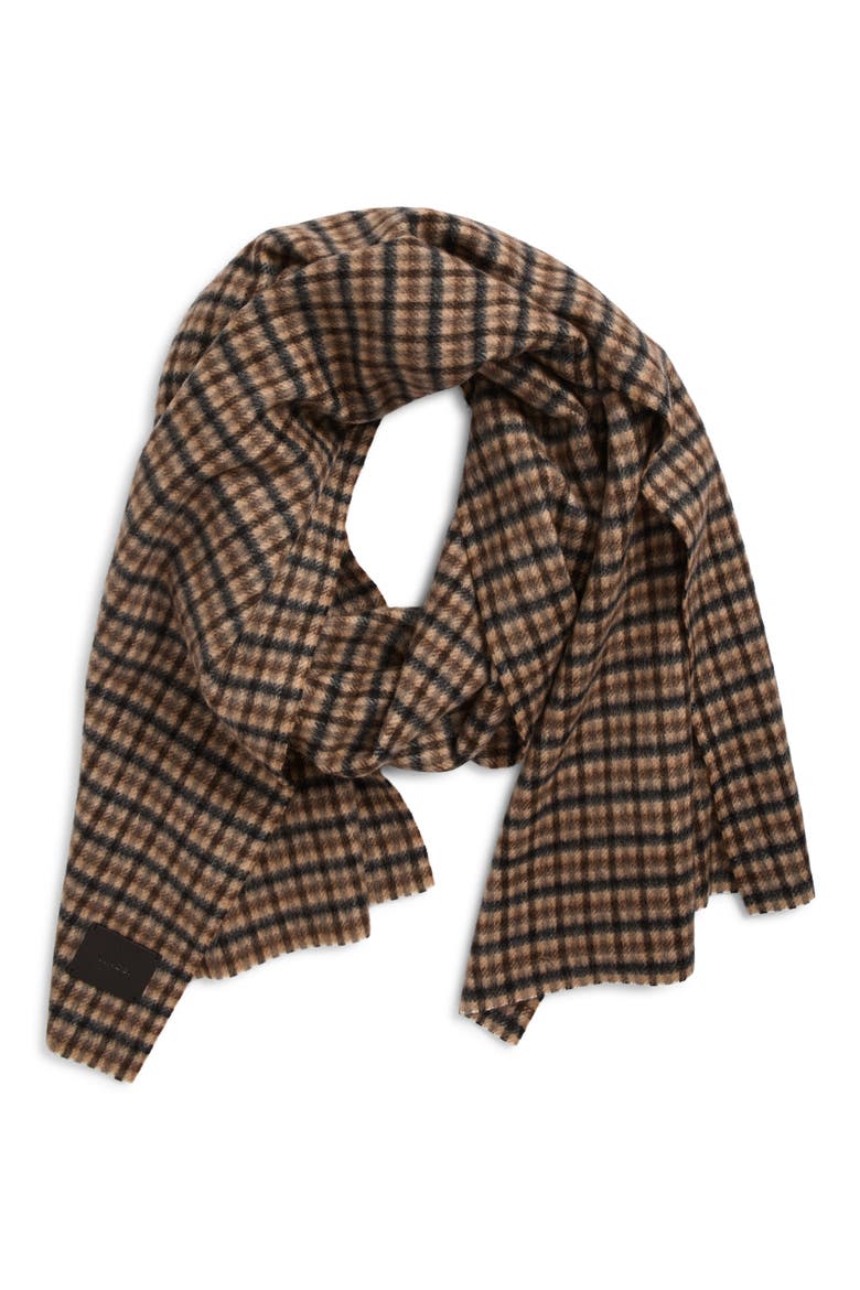 Double Face Check Wool & Cashmere Scarf, Main, color, BLACK GRAPE
