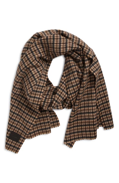 Double Face Check Wool & Cashmere Scarf