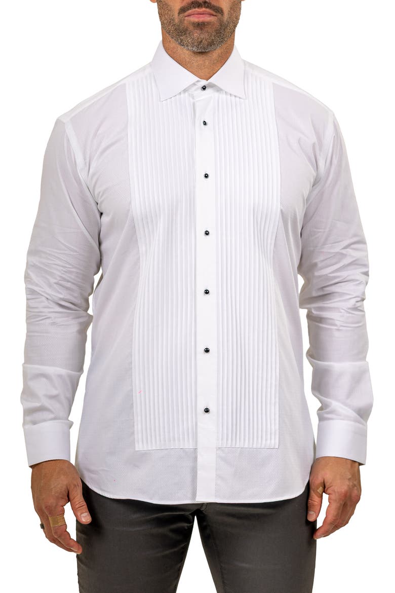 Ceremony Cotton Tuxedo Shirt, Main, color, WHITE