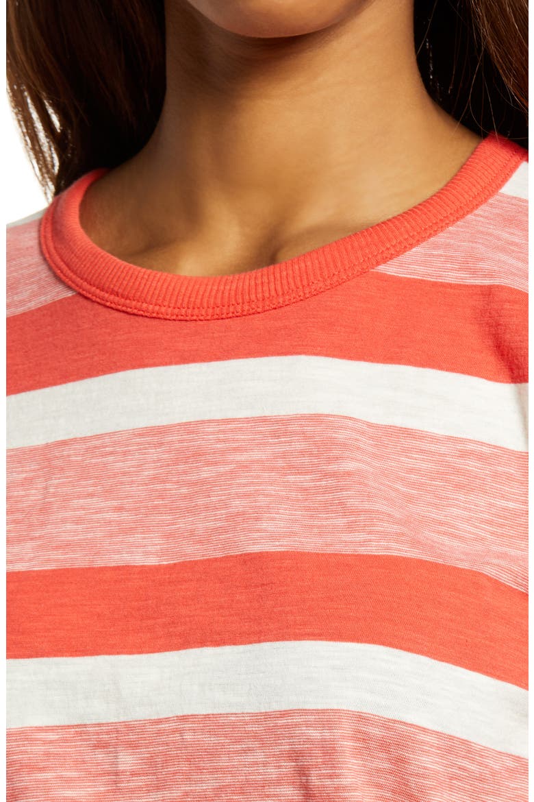 Whisper Cotton Rib Crewneck T-Shirt, Alternate, color, BLOOD ORANGE