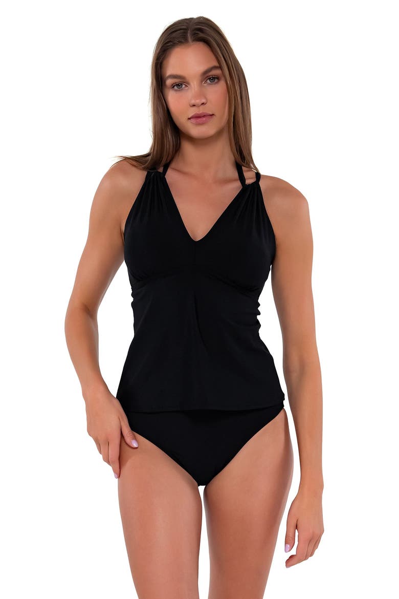 Mia Tankini Swimsuit Top, Alternate, color, Black