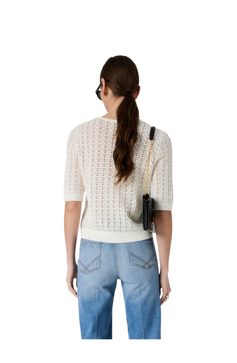 GERARD DAREL Lazare Keyhole Neck Crochet Knit Sweater, Alternate, color, Ecru