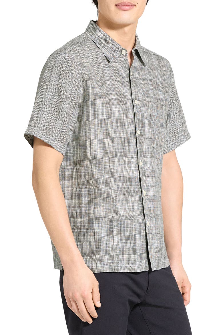 Irving Plaid Short Sleeve Linen Button-Up Shirt, Alternate, color, PINE GROVE MULTI - 2RN