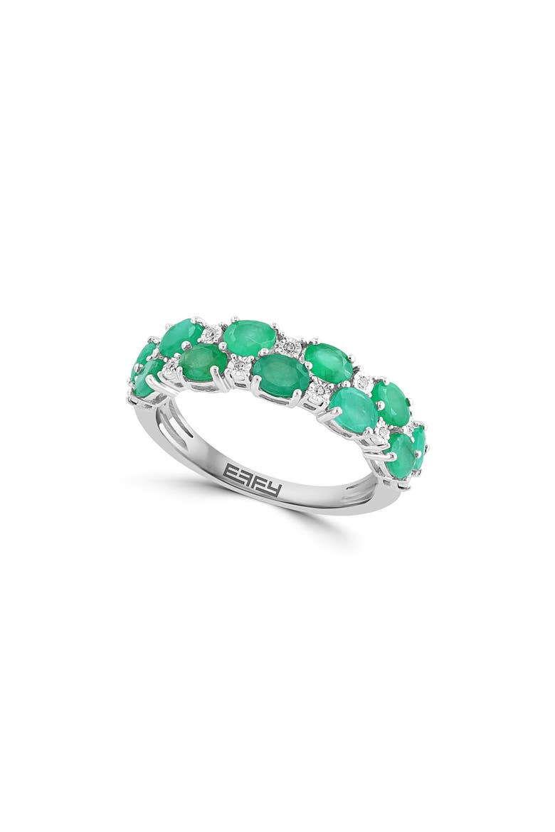 Sterling Silver Diamond Band Ring, Main, color, EMERALD