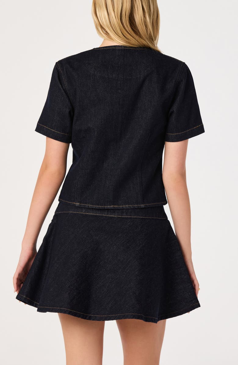 ASTR the Label Lennon Short Sleeve Denim Jacket, Alternate, color, Dark Denim