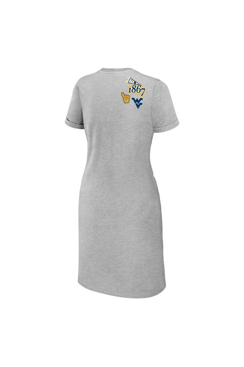 Women's WEAR by Erin Andrews Heather Gray West Virginia Mountaineers Knotted T-Shirt Dress, Alternate, color, Heather Gray