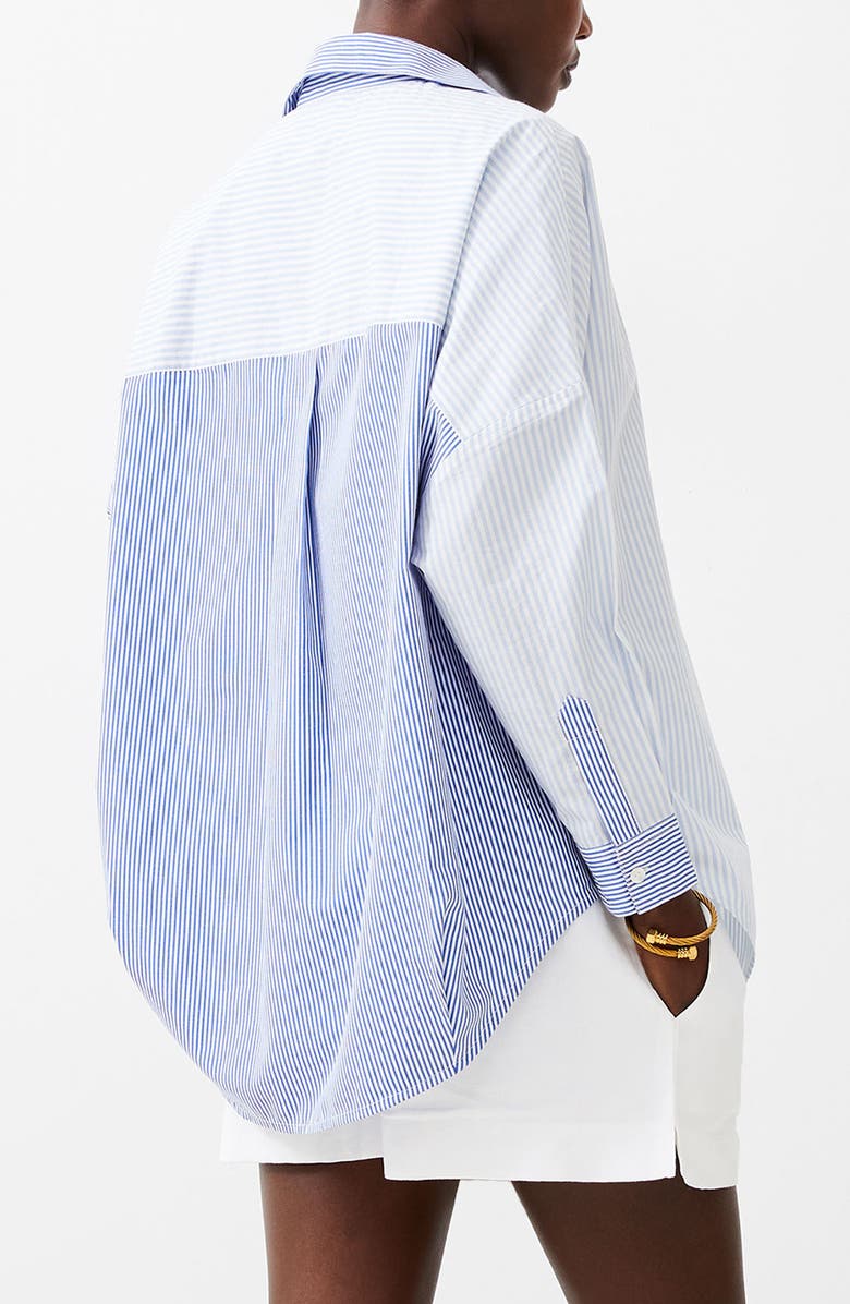 French Connection Mixed Stripe Popover Shirt, Alternate, color, Light Linen Navy