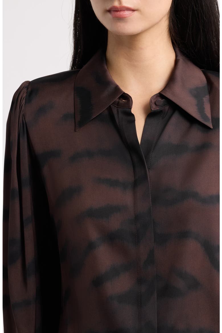 Davis Tie Dye Print Stretch Silk Georgette Button-Up Shirt, Alternate, color, BRIAR MULTI