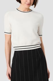 French Connection Babysoft Rib Stripe Short Sleeve Sweater