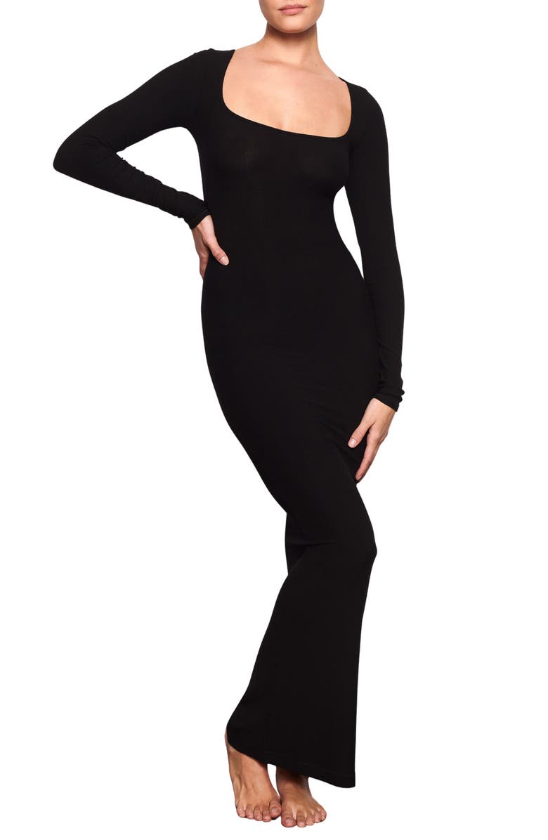 SKIMS Soft Lounge Long Sleeve Dress, Main, color, Onyx