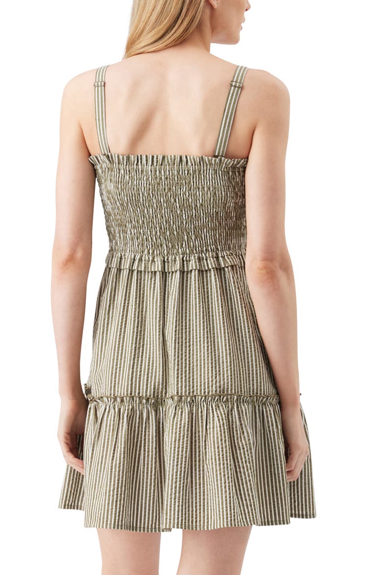 Gabby Stripe Tiered Maternity Mini Dress, Alternate, color, Khaki / White