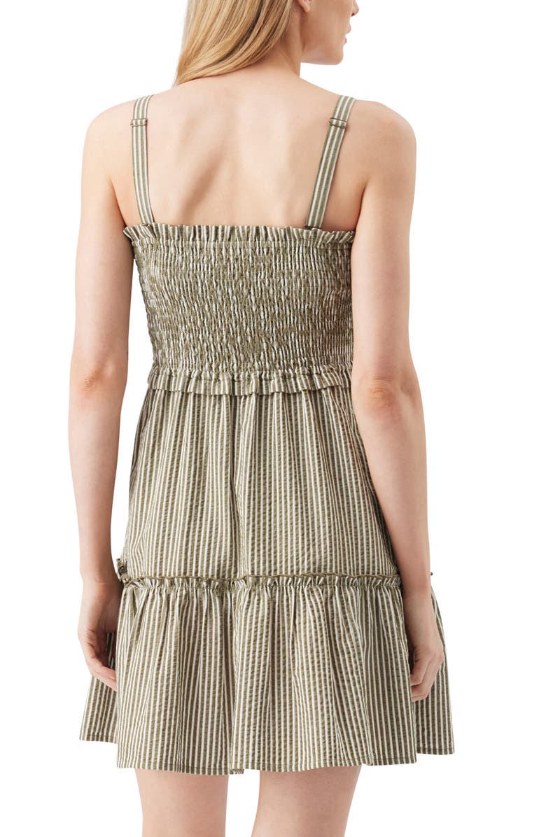 Ripe Maternity Gabby Stripe Tiered Maternity Mini Dress, Alternate, color, Khaki / White