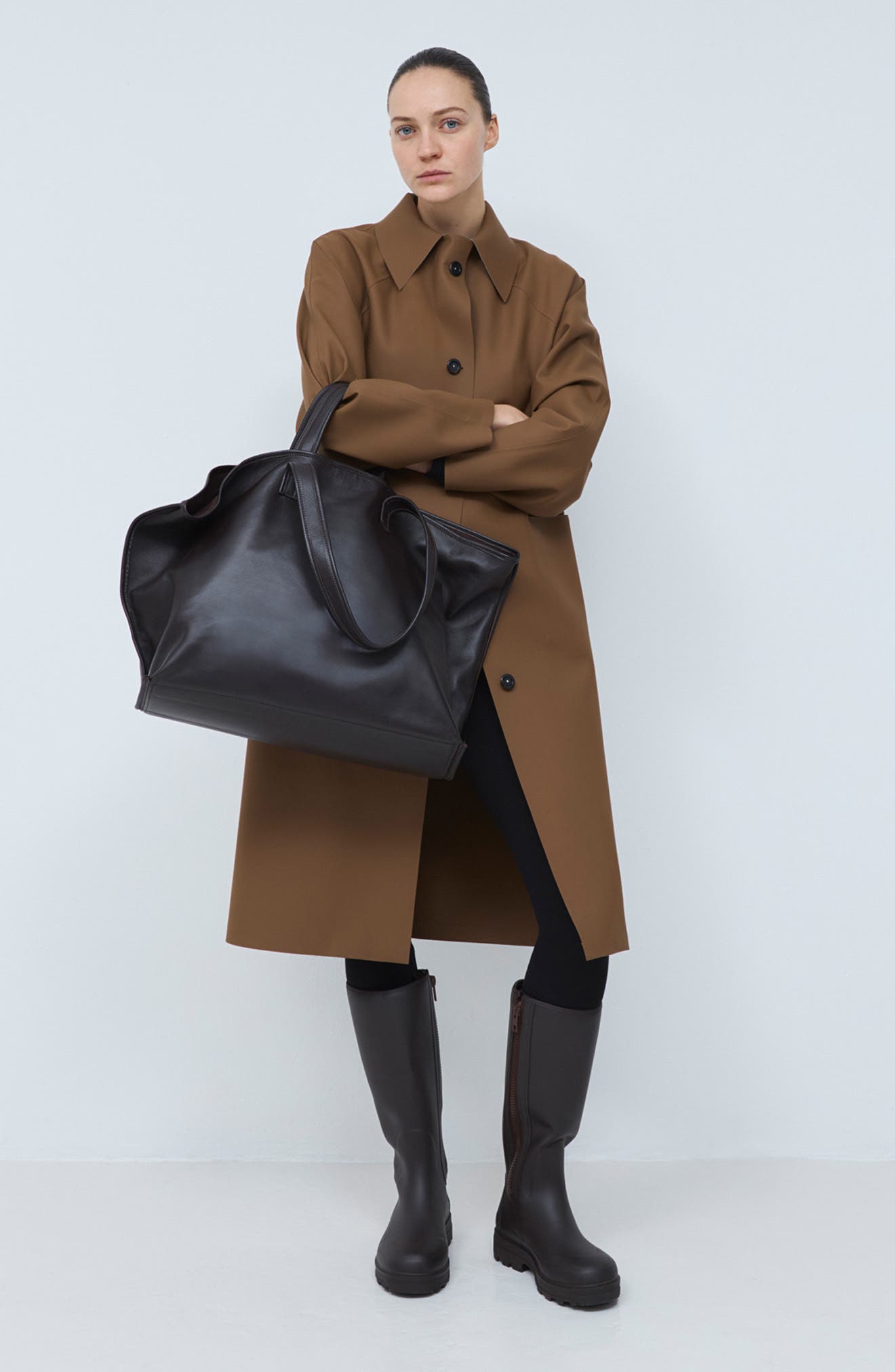 KASSL Leather Tote, Alternate, color, Dark Brown