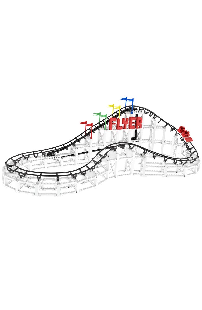 CDX Blocks Flyer 524 Pieces, Building Brick Set, Gravity Powered Roller Coaster, Alternate, color, Multicolored