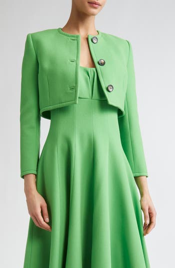 Emilia Wickstead Lizette Crop Wool Jacket In Green